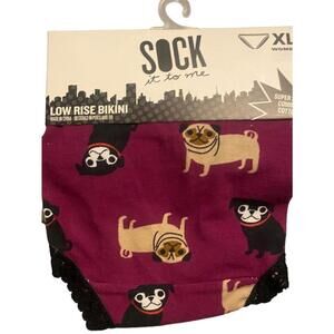 Dogs Sock It To Me Ladies Panty Low Rise Bikini Combed Cotton Lace Trim XL